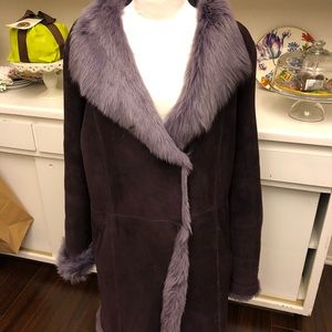 Burberry deep purple suede sheepskin coat sizeL/XL